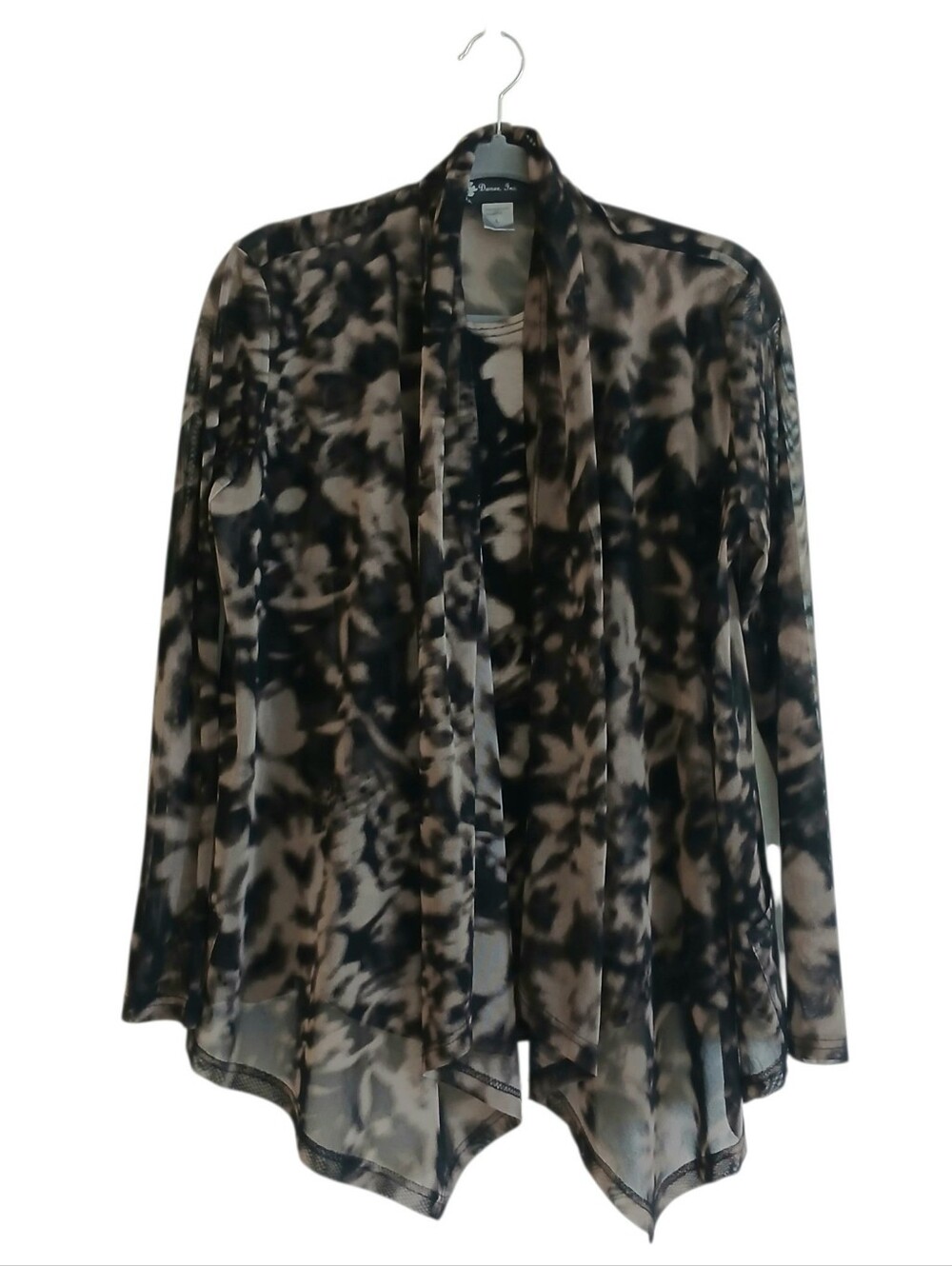 Damee Inc Sheer Mesh Lagenlook Asymmetrical Set Cardigan Tank L Layer Travel